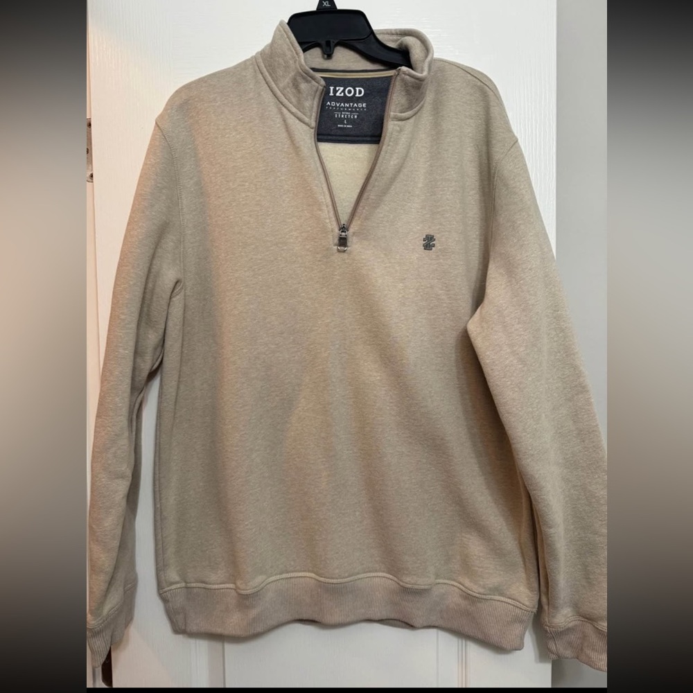 Izod Men's Tan Zip-Up Sweater